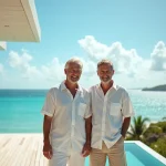 Couple détendu sur terrasse en villa privée caraibes