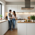 Cuisine moderne rénovée avec plans de rénovation