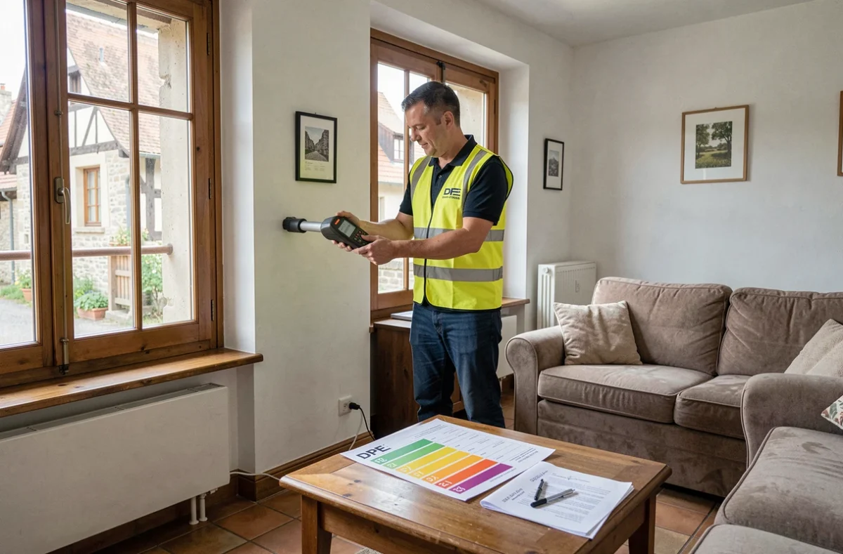 Diagnostiqueur de DPE Mulhouse effectuant un diagnostic de performance énergétique dans un logement résidentiel