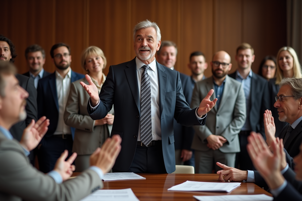 Homme en costume lors d'une enchère immobiliere