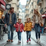 Famille à Grenoble promenade en ville avec enfants