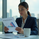 Femme d affaires en costume bleu dans un bureau moderne