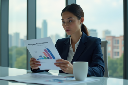 Femme d affaires en costume bleu dans un bureau moderne