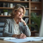 Femme d affaires souriante dans un bureau moderne