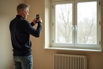 Logement vacant au 1er janvier avec documents fiscaux en arrière-plan