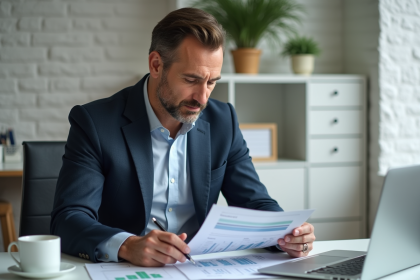 Homme d'affaires en réunion dans un bureau moderne