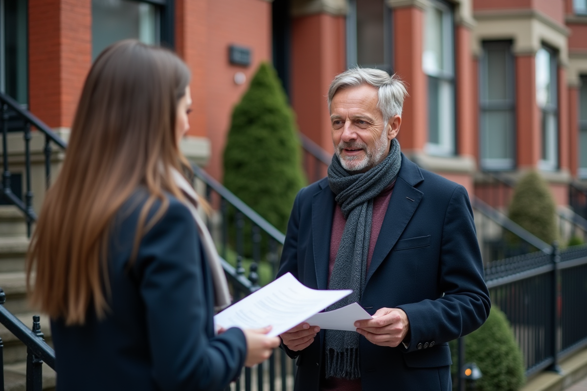 Homme discutant avec un agent d