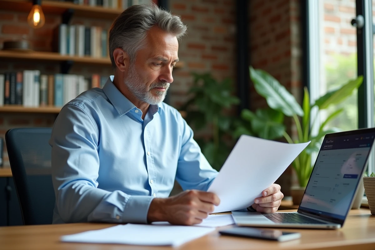 Homme d affaires examinant des papiers dans un espace de coworking