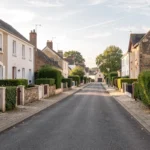 Rue résidentielle française bordée de maisons individuelles