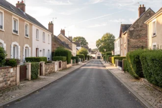 Rue résidentielle française bordée de maisons individuelles