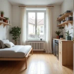 Intérieur d'un studio meublé moderne à La Roche-sur-Yon, idéal pour étudiant ou jeune actif proche des écoles