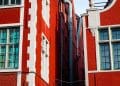 red and white painted concrete building