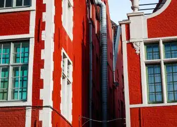 red and white painted concrete building