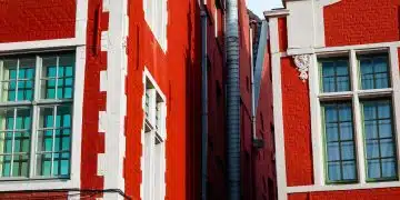red and white painted concrete building
