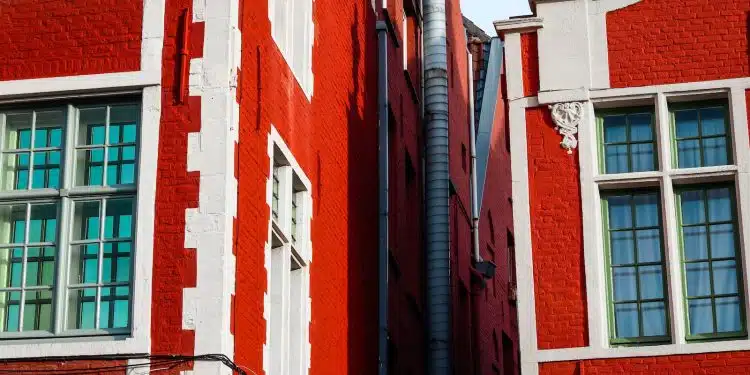 red and white painted concrete building